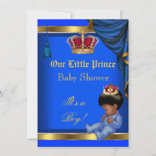 Invitación Elegante pequeño príncipe Baby Shower Niño Azul 2