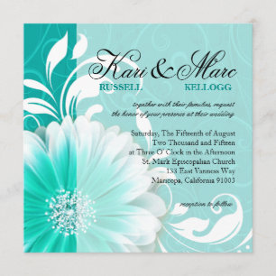 Invitación Elegante Pergamino Daisy Florece  turquesa