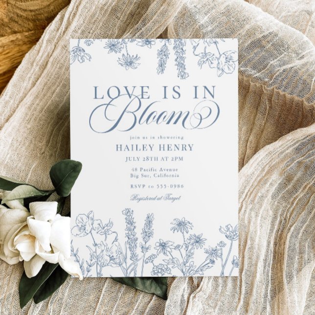 Invitación Elegante Periwinkle Blue Wildflower Bridal Shower (Subido por el creador)