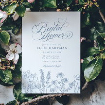 Elegante Periwinkle Blue Wildflower Bridal Shower