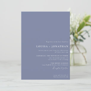 Invitación Elegante Periwinkle Guión de moda Boda mínimo