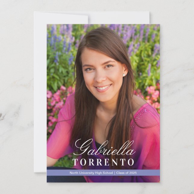 Invitación Elegante Periwinkle Personalizado Foto Partido de  (Anverso)