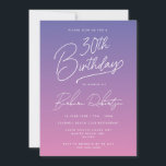 Invitación Elegante Periwinkle Purple Girly 30 cumpleaños<br><div class="desc">A tu esposa le encantará esta elegante invitación de JessicaAmber para la fiesta de cumpleaños. Esta bonita tarjeta presenta un esquema de color púrpura perwinkle. Un tipo de letra de guión para niñas te dice que es un cumpleaños número 30, y puedes editar el texto del nombre de la persona...</div>