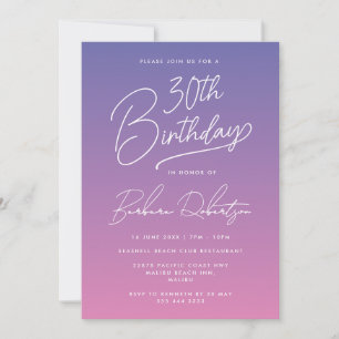 Invitación Elegante Periwinkle Purple Girly 30 cumpleaños