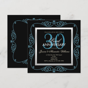Invitación Elegante Perla en Marco para 30º Aniversario de Bo