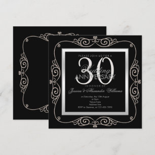 Invitación Elegante Perla en Marco para 30º Aniversario de Bo