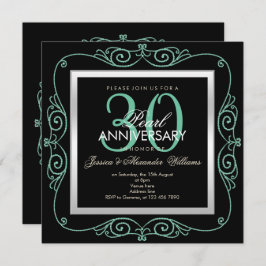 Invitación Elegante Perla en Marco para 30 Aniversario de Bod