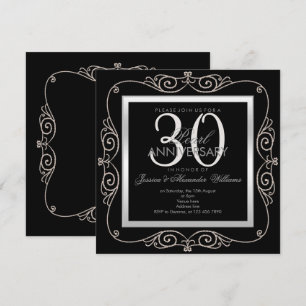 Invitación Elegante Perla Enmarcada 30º Aniversario de Boda