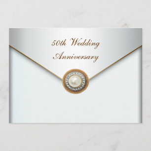 Invitación Elegante Perla Oro 50 Aniversario de Boda