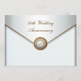 Invitación Elegante Perla Oro 50 Aniversario de Boda