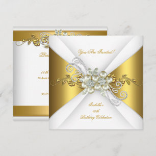 Invitación Elegante Perla Oro Plata Diamante Fiesta de Cumple