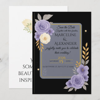 Invitación elegante personalizada de lavanda y gri