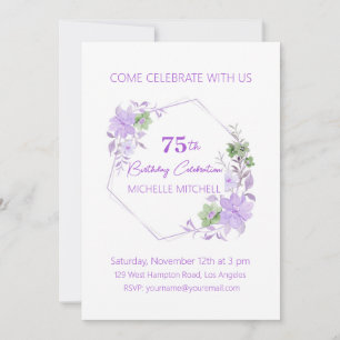 Invitación Elegante Personalizado 75º cumpleaños Lavender Flo