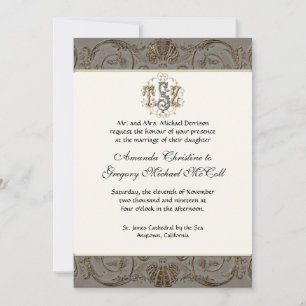 Invitación Elegante Personalizado barroco de oro antiguo Mono