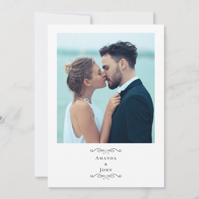 Invitación Elegante Personalizado  Boda de fotografía Gris cl (Reverso)