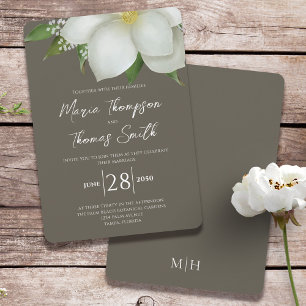 Invitación Elegante Personalizado Boda de Marfil Floral Magno