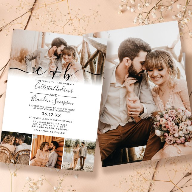 Invitación Elegante Personalizado Boda de Monograma de foto c (Subido por el creador)