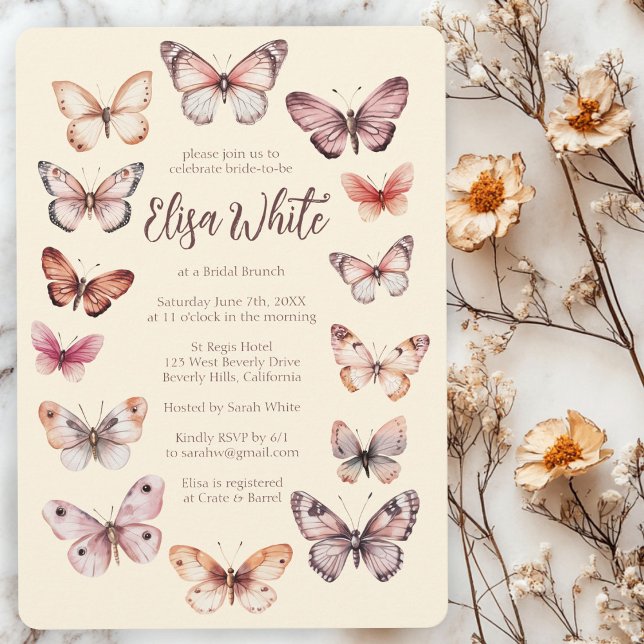 Invitación Elegante PERSONALIZADO Butterflies Bridal Shower (Elegant Butterflies Bridal Shower CUSTOM Invitation
)