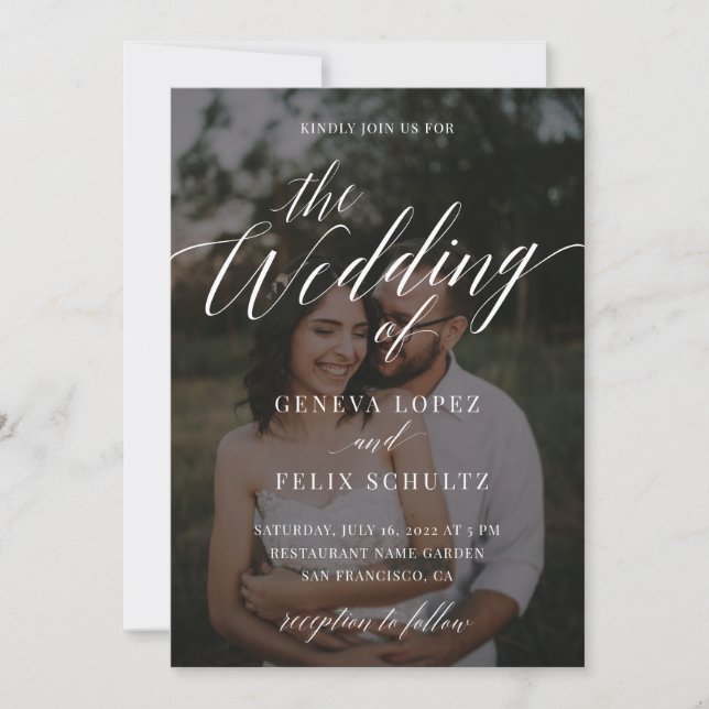 Invitación Elegante Personalizado clásico foto Boda de caligr (Anverso)