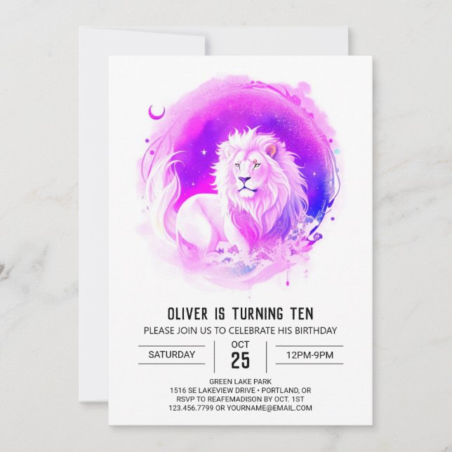 Invitación Elegante Personalizado Cumpleaños de León (Anverso)
