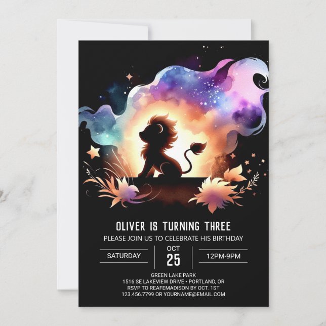 Invitación Elegante Personalizado Cumpleaños de León (Anverso)