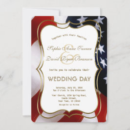 Invitación Elegante Personalizado  de Boda de oro de bandera 