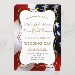 Invitación Elegante Personalizado  de Boda de oro de bandera 