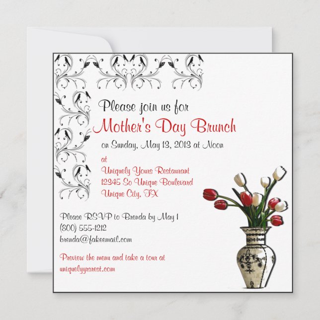 Invitación Elegante Personalizado de brunch del día de la mad (Anverso)