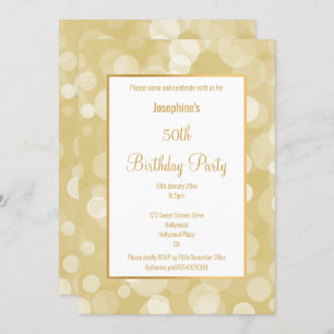 INVITACIÓN ELEGANTE PERSONALIZADO DE BURBUJAS BLANCAS DE ORO 