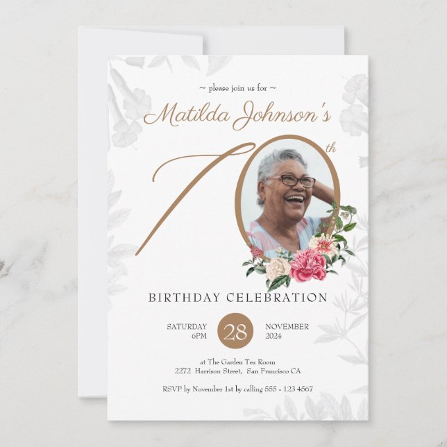 Invitación Elegante Personalizado de escritura floral foto 70 (Anverso)