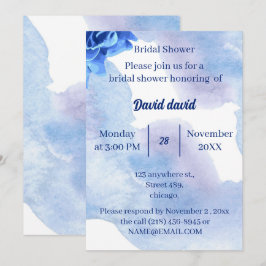 Invitación Elegante Personalizado de flores azules ducha de n