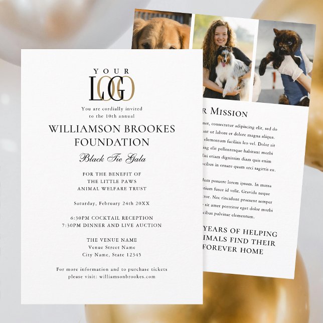 Invitación Elegante Personalizado de gala con logotipo Foto B (Subido por el creador)
