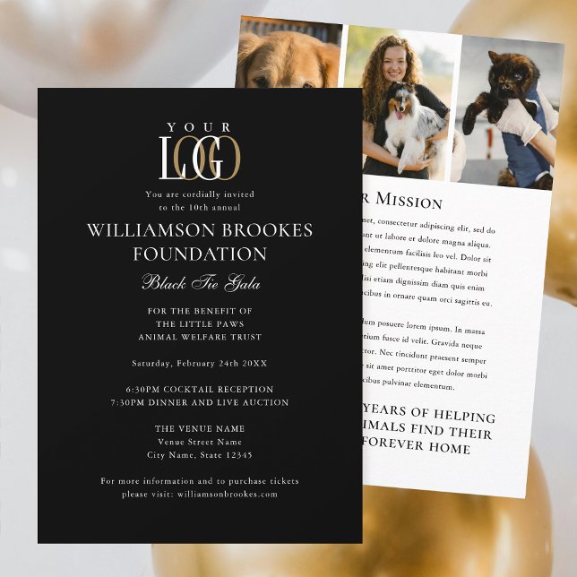 Invitación Elegante Personalizado de gala con logotipo Foto B (Subido por el creador)