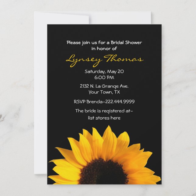 Invitación Elegante Personalizado de girasol ducha nupcial (Anverso)