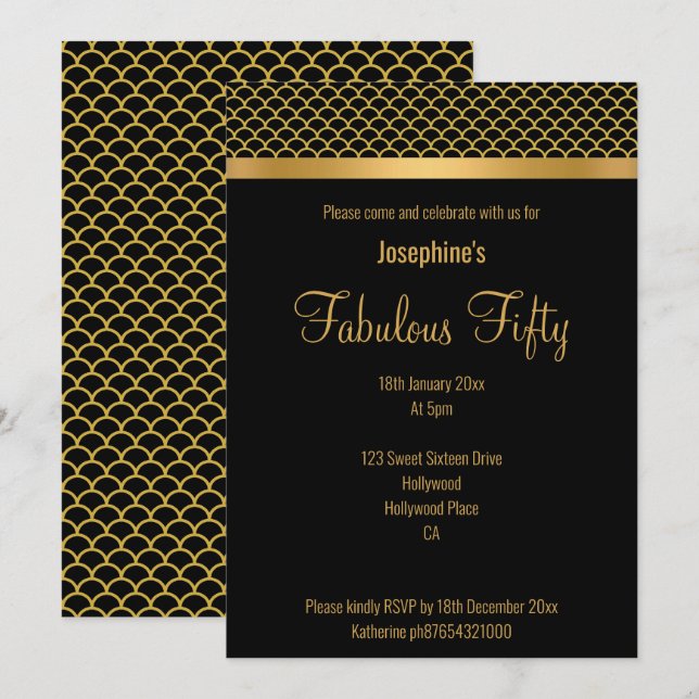 INVITACIÓN ELEGANTE PERSONALIZADO DE LUJO TEMA MERMAID (Anverso / Reverso)