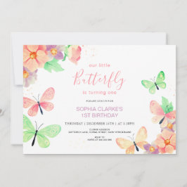 Invitación Elegante Personalizado de mariposa floral foto pri