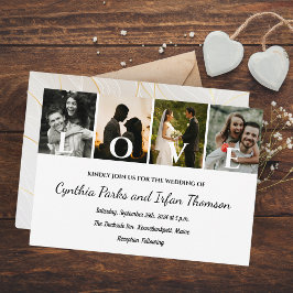 Invitación Elegante Personalizado De Moda 4 Fotos Para Pareja