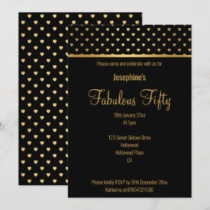 INVITACIÓN ELEGANTE PERSONALIZADO DE PATRÓN DE CORAZÓN NEGRO 