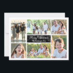 Invitación Elegante Personalizado de seis Collages de fotos d<br><div class="desc">Fondo negro de bokeh con marco blanco delgado con 6 de tus imágenes, elegantes y elegantes tarjetas de Navidades de vacaciones. Carga seis de tus fotos favoritas o instantáneas digitales para una tarjeta de plantilla de fotos fácil. Diseño de calidad, de aspecto profesional, con un marco blanco delgado y elegante...</div>