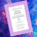 Invitación Elegante Personalizado del patrón de mosaico B'nai<br><div class="desc">¡Tarjeta perfecta para anunciar un bar mitzvah, bat mitzvah u otra celebración judía! ¡La mano hizo arte para ti! ¡TODO PERSONALIZABLE! Haga clic en "Personalizar" para editar el texto. Haga clic en "editar usando la herramienta de diseño" para ajustar las fuentes, colores y colocaciones y para borrar el diseño de...</div>