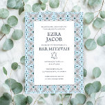 Invitación Elegante Personalizado del patrón de mosaico B'nai<br><div class="desc">¡Tarjeta perfecta para anunciar un bar mitzvah, bat mitzvah u otra celebración judía! ¡La mano hizo arte para ti! ¡TODO PERSONALIZABLE! Haga clic en "Personalizar" para editar el texto. Haga clic en "editar usando la herramienta de diseño" para ajustar las fuentes, colores y colocaciones y para borrar el diseño de...</div>