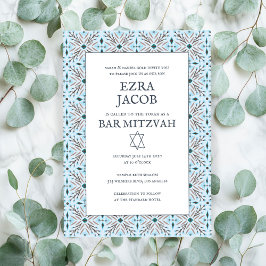 Invitación Elegante Personalizado del patrón de mosaico B'nai