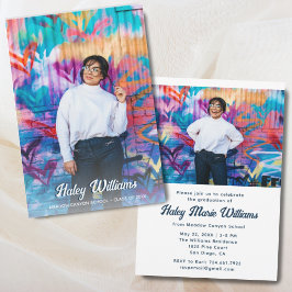 Invitación Elegante Personalizado Divertido 2 Fiesta de Gradu