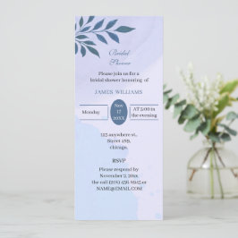 Invitación Elegante Personalizado estético azul ducha de novi
