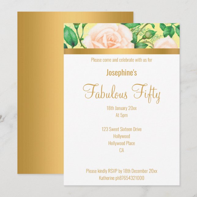 INVITACIÓN ELEGANTE PERSONALIZADO FABULOUS A 50 LEMONES DE FL (Anverso / Reverso)