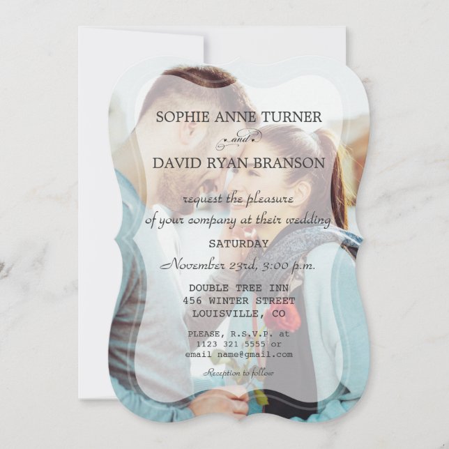 Invitación Elegante Personalizado Faded Boda Geométrico (Anverso)