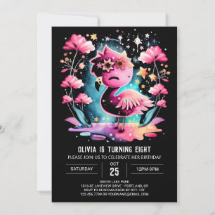 Invitación Elegante Personalizado Flamingo Cumpleaños