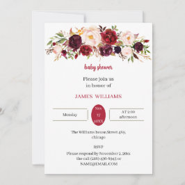 Invitación Elegante Personalizado floral Baby Shower