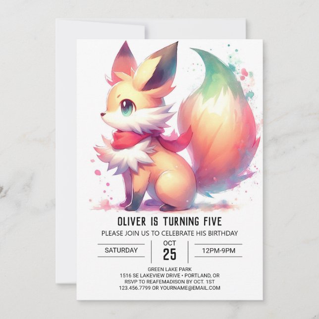 Invitación Elegante Personalizado Fox Birthday (Anverso)