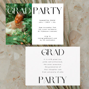 Invitación Elegante Personalizado Grad Fiesta de fotografía d